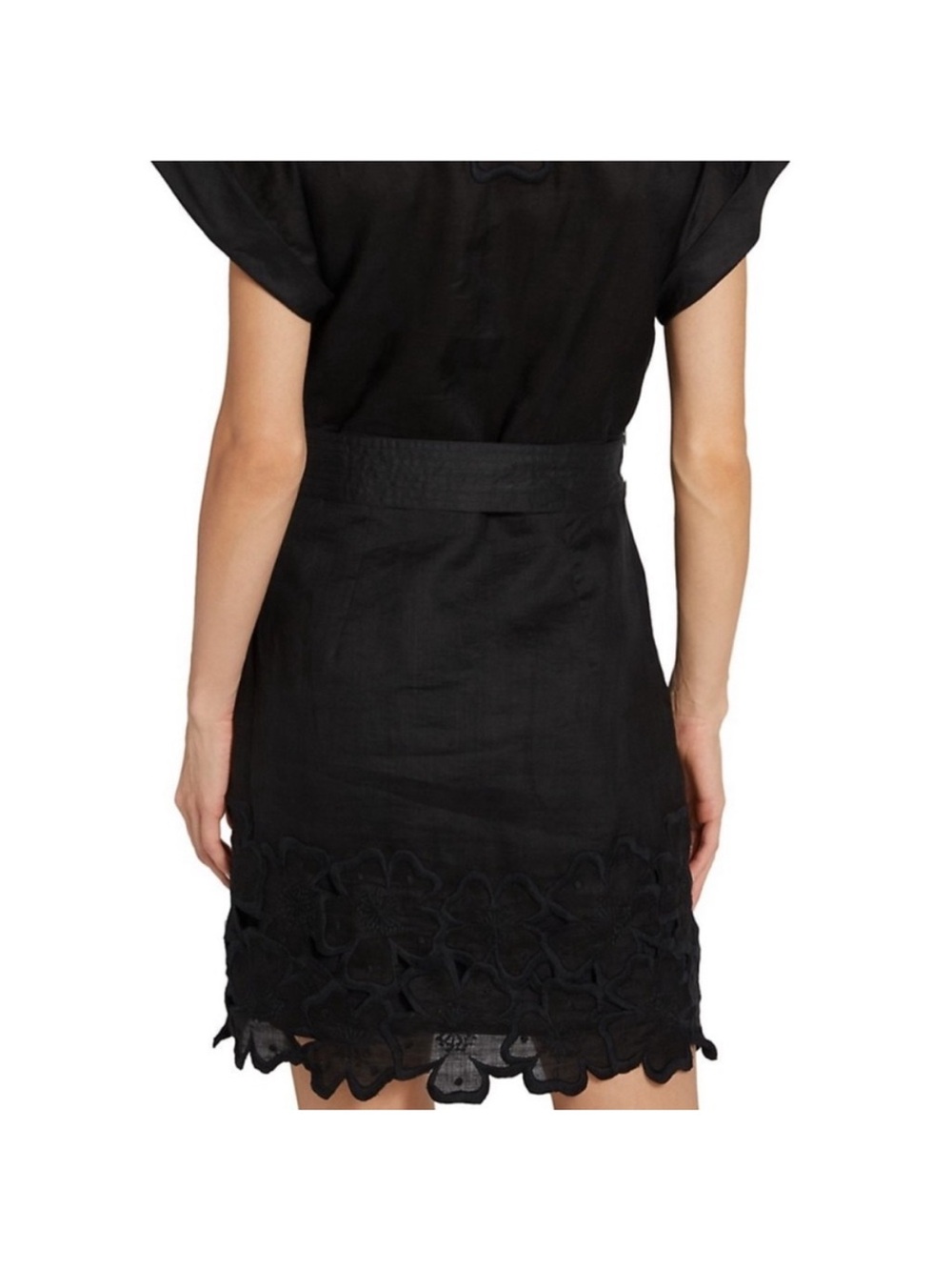 Veronica Beard Black Archie Floral Embroidered Dress Applique LBD Sz 8 - Picture 3 of 15